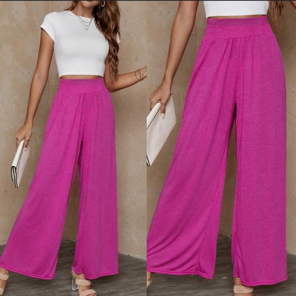 Boho black solid wide leg pants - Picture 5 of 16